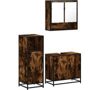Ensemble de meubles de salle de bain 3 pcs Chêne fumé