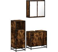 Ensemble de meubles de salle de bain 3 pcs Chêne fumé