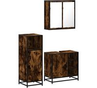 Ensemble de meubles de salle de bain 3 pcs Chêne fumé