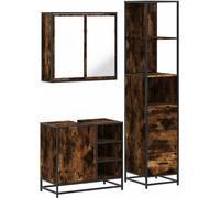 Ensemble de meubles de salle de bain 3 pcs Chêne fumé