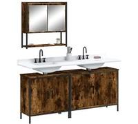 vidaXL Meubles de salle de bain – Ensemble 3 pièces – Chêne fumé