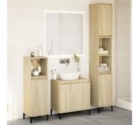 vidaXL Ensemble de meubles de salle de bain 3 pièces chêne Sonoma armoire et meuble-lavabo
