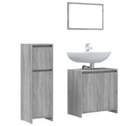 Ensemble de meubles de salle de bain 3 pcs Sonoma gris