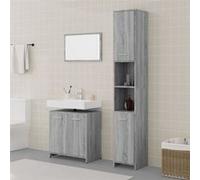 3152717 vidaXL Ensemble de meubles de salle de bain 3 pcs Sonoma gris