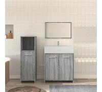 vidaXL Ensemble de meubles de salle de bain Sonoma 3 pièces Gris