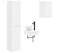 Ensemble de meubles de salle de bain, 3 pièces, blanc, 33 x 34,5 x 160 cm
