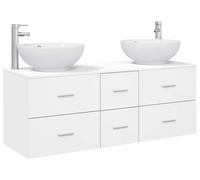 Ensemble de meubles de salle de bain, 3 pièces, blanc, 49,5 x 44,5 x 65 cm