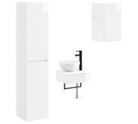 Ensemble de meubles de salle de bain, 3 pièces, blanc brillant, 33 x 34,5 x 160 cm