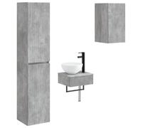 Ensemble de meubles de salle de bain, 3 pièces, couleur gris béton, dimensions 33 x 34,5 x 160 cm