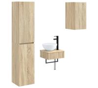Ensemble de meubles de salle de bain, 3 pièces, en chêne Sonoma, dimensions : 33 x 34,5 x 160 cm