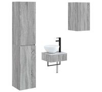 Ensemble de meubles de salle de bain, 3 pièces, gris Sonoma, 33 x 34,5 x 160 cm