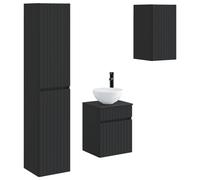 Ensemble de meubles de salle de bain, 3 pièces, noir, 33 x 34,5 x 160 cm
