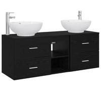 Ensemble de meubles de salle de bain, 3 pièces, noir, 49,5 x 44,5 x 65 cm