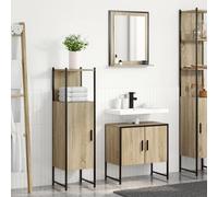 Ensemble De Meubles De Salle De Bain 3 Pièces Vidaxl En Chêne Sonoma Bois D'ingénierie, Miroir De Salle De Bain Vidaxl Avec Étagère En Chêne Sonoma 50x12x60 Cm Bois D'ingénierie
