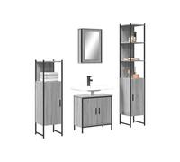 vidaXL Ensemble de Meubles de Salle de Bain 4 pcs, Armoires avec Miroir, Meuble de Rangement Toilette Intérieur, Moderne, 3214833 Gris G