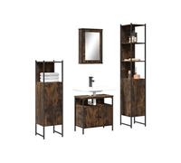 vidaXL Ensemble de Meubles de Salle de Bain 4 pcs, Armoires avec Miroir, Meuble de Rangement Toilette Intérieur, Moderne, 3214827 Marron G
