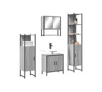 Ensemble de Meubles de Salle de Bain 4 pcs, Armoires de Lavabo avec Miroir, Placards de Rangement Toilette, Moderne, 3214713
