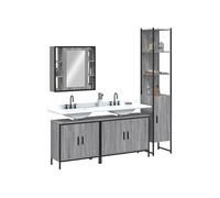 vidaXL Ensemble de Meubles de Salle de Bain 4 pcs, Armoires de Lavabo avec Miroir, Placards de Rangement Toilette, 3214753 Gris G