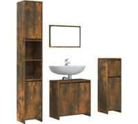 Ensemble de meubles de salle de bain 4 pcs Chêne fumé Bois