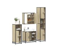 vidaXL Ensemble de meubles de salle de bain 4 pcs chêne sonoma, armoire de salle de bain, armoire de rangement de toilette, 3301206 Marron G