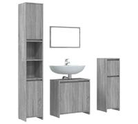 Ensemble de meubles de salle de bain 4 pcs Sonoma gris
