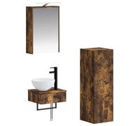 Ensemble de meubles de salle de bain, 4 pièces, finition chêne fumé, dimensions : 43 x 16 x 62,5 cm