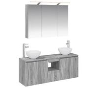 Ensemble de meubles de salle de bain, 4 pièces, finition Sonoma gris, dimensions : 100 x 14,5 x 70 cm