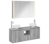 Ensemble de meubles de salle de bain, 4 pièces, finition Sonoma gris, dimensions : 103,5 x 15,5 x 70 cm