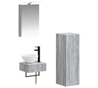 Ensemble de meubles de salle de bain, 4 pièces, finition Sonoma gris, dimensions : 40 x 10,5 x 60,5 cm