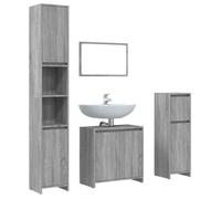 Ensemble de meubles de salle de bain 4 pièces - vidaXL - bois d'ingénierie - sonoma gris - avec miroir - 60 x 33 x 60 cm 222cyr60f