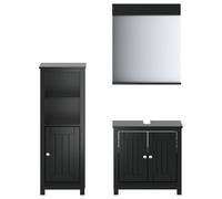 Ensemble de meubles de salle de bain 40 x 34 x 110 cm BERG 3 pièces en bois | Bois de pin massif, matériau en bois, métal et verre, miroir mural 40 x 34 x 110 cm avec étagère, meuble sous lavabo