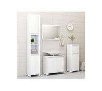 vidaXL Ensemble meubles salle de bain 4 pcs – Armoires avec rangement, Blanc bois d'ingénierie