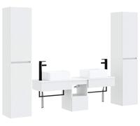 Ensemble de meubles de salle de bain, 5 pièces, blanc, 33 x 34,5 x 160 cm