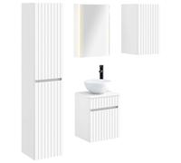 Ensemble de meubles de salle de bain, 5 pièces, blanc, 43 x 11,5 x 60,5 cm