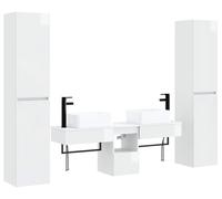 Ensemble de meubles de salle de bain, 5 pièces, blanc brillant, 33 x 34,5 x 160 cm