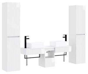 Ensemble de meubles de salle de bain, 5 pièces, blanc brillant, 33 x 34,5 x 160 cm