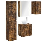 Ensemble de meubles de salle de bain, 5 pièces, finition chêne fumé, dimensions : 53 x 15,5 x 70 cm