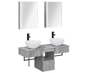 Ensemble de meubles de salle de bain 5 pièces, finition Sonoma gris, dimensions : 43 x 11,5 x 60,5 cm