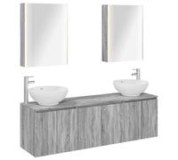 Ensemble de meubles de salle de bain 5 pièces, finition Sonoma gris, en bois d'ingénierie