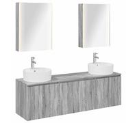 Ensemble de meubles de salle de bain 5 pièces, finition Sonoma gris, en bois d'ingénierie