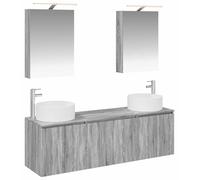 Ensemble de meubles de salle de bain 5 pièces, finition Sonoma gris, en bois d'ingénierie