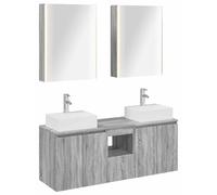 Ensemble de meubles de salle de bain 5 pièces, finition Sonoma gris, en bois d'ingénierie