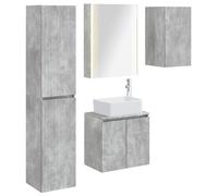 Ensemble de meubles de salle de bain, 5 pièces, gris béton, 53 x 15,5 x 70 cm