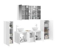 Ensemble de meubles de salle de bain 6 pièces Blanc Montage mural Armoire miroir lavabo