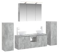 Ensemble de meubles de salle de bain, 6 pièces, gris béton