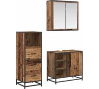 Ensemble de meubles de salle de bain avec tiroirs 3 pcs bois ancien