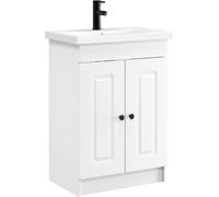 Ensemble de meubles de salle de bain, blanc, 78,5 x 37,5 x 81 cm, en matériau composite bois. Comprend un meuble-lavabo avec vasque et robinet. Ensemble de meubles de salle de bain, meuble sous vasque