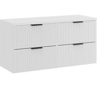 Ensemble De Meubles De Salle De Bain Blanc Mat Rainuré 120 Cm 4 Tiroirs
