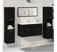 vidaXL Ensemble salle de bain 4 pcs – Meuble mural rectangulaire moderne, Bois technique, Chêne noir