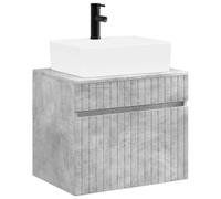 Ensemble de meubles de salle de bain, couleur gris béton, en matériau composite bois